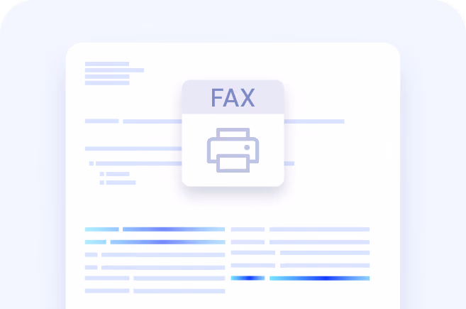 Document icon with a centered fax printer symbol and the word 'FAX' above it on a blurred page.