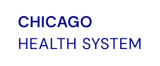 Text logo reading CHICAGO HEALTH SYSTEM in dark blue on a black background.