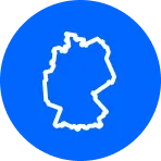 Blauer Kreis mit Deutschland-Kontur
