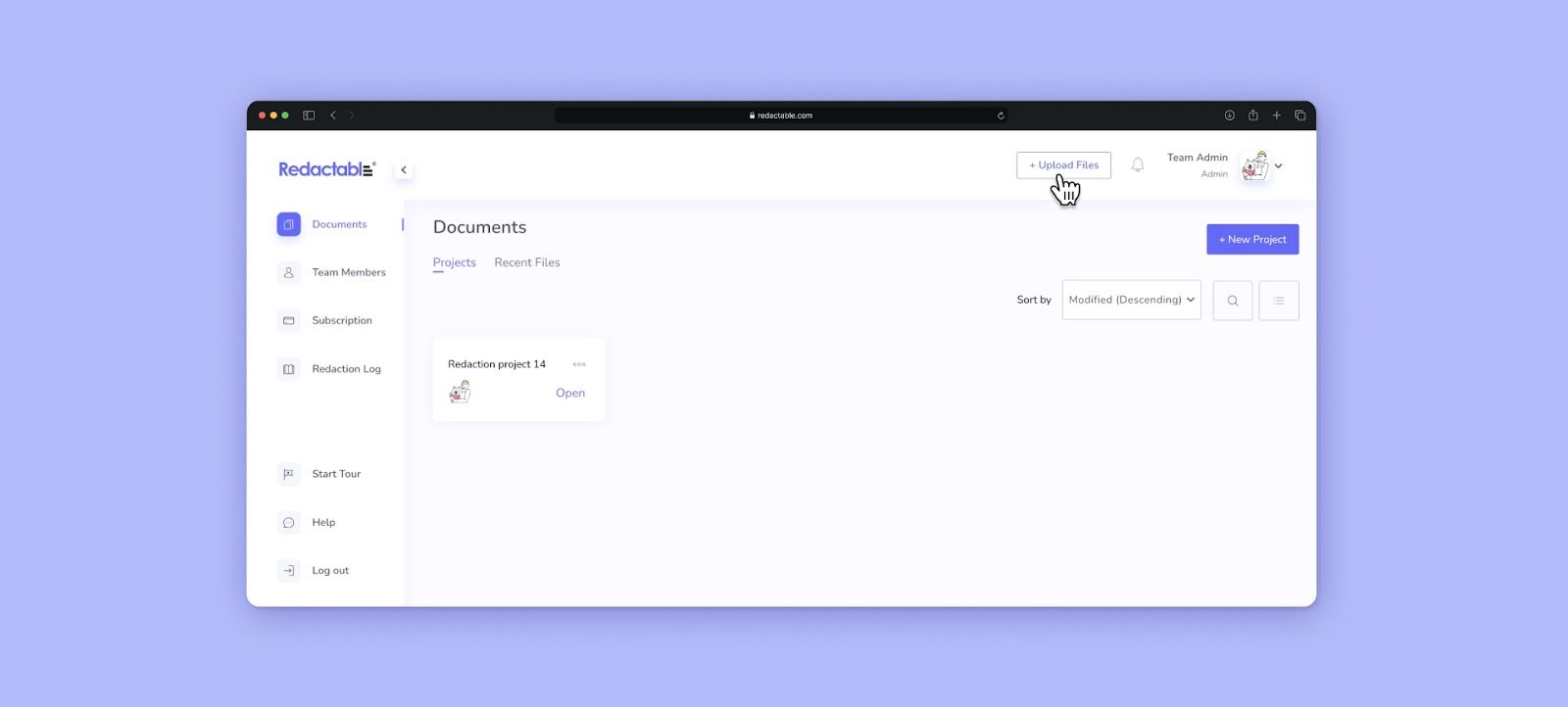 Upload files to Redactable