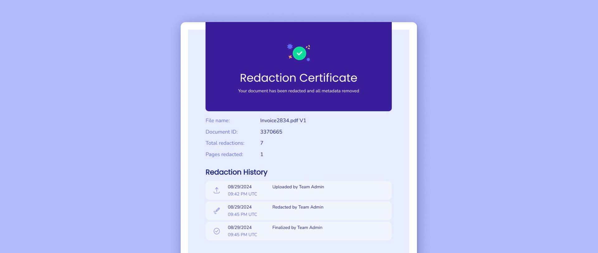 Redactable's Redaction Certificate makes it stand out from competitors.p