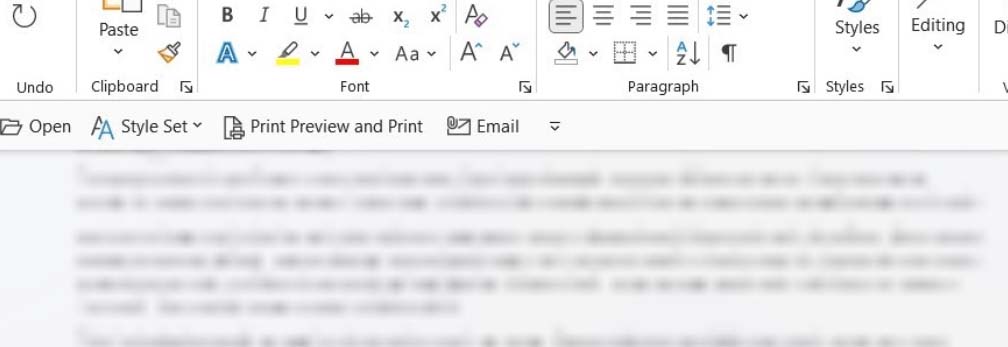 Bluring text in the Microsoft Word