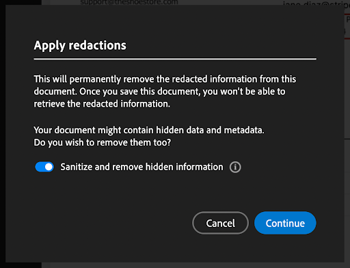 Apply redaction