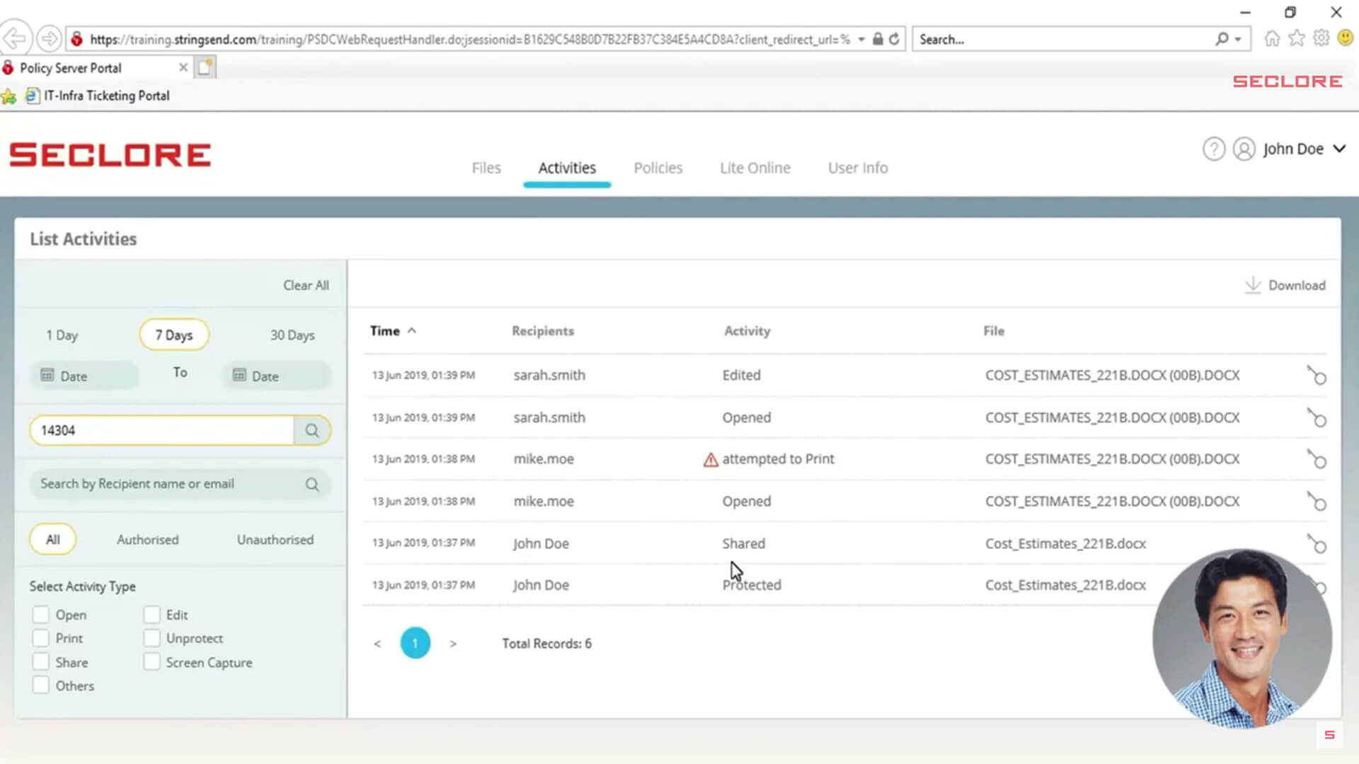 Seclore Enterprise Digital interface