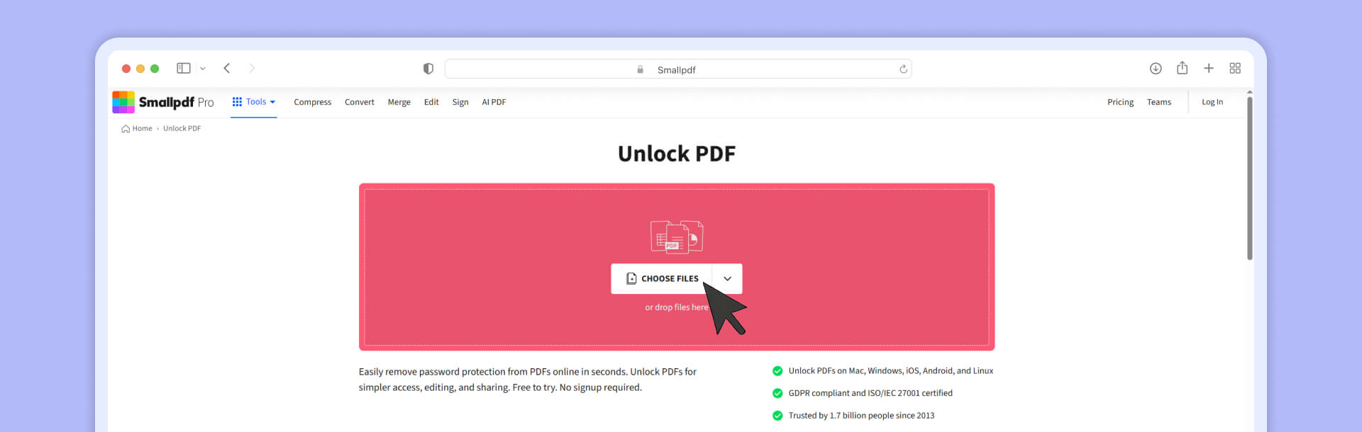Unlock PDF tool