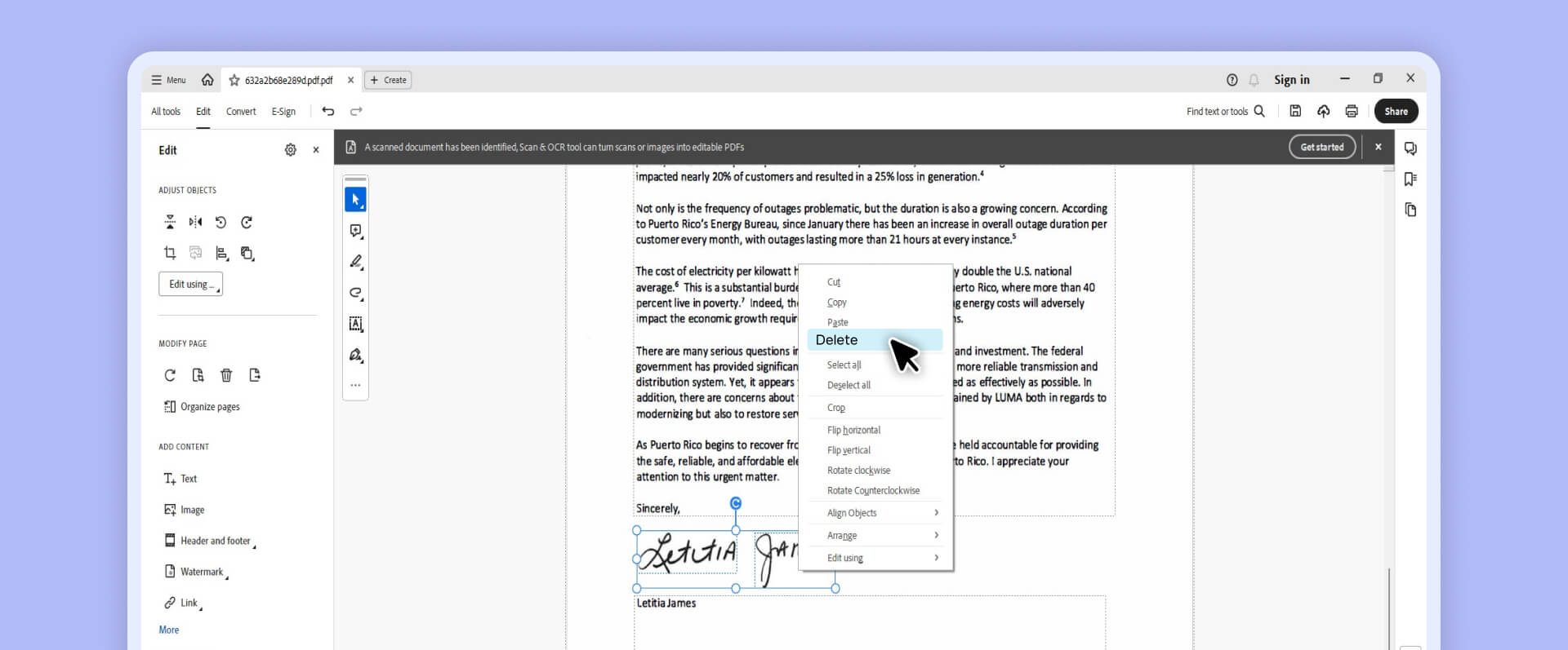 Screenshot signature