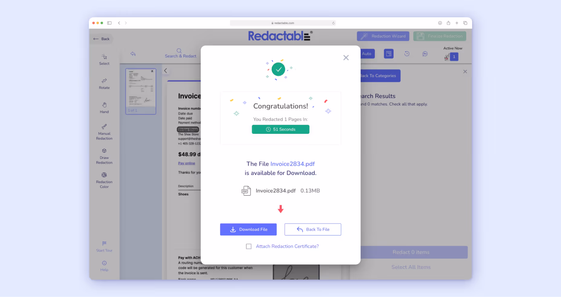 Image depicting the Redactable user interface.