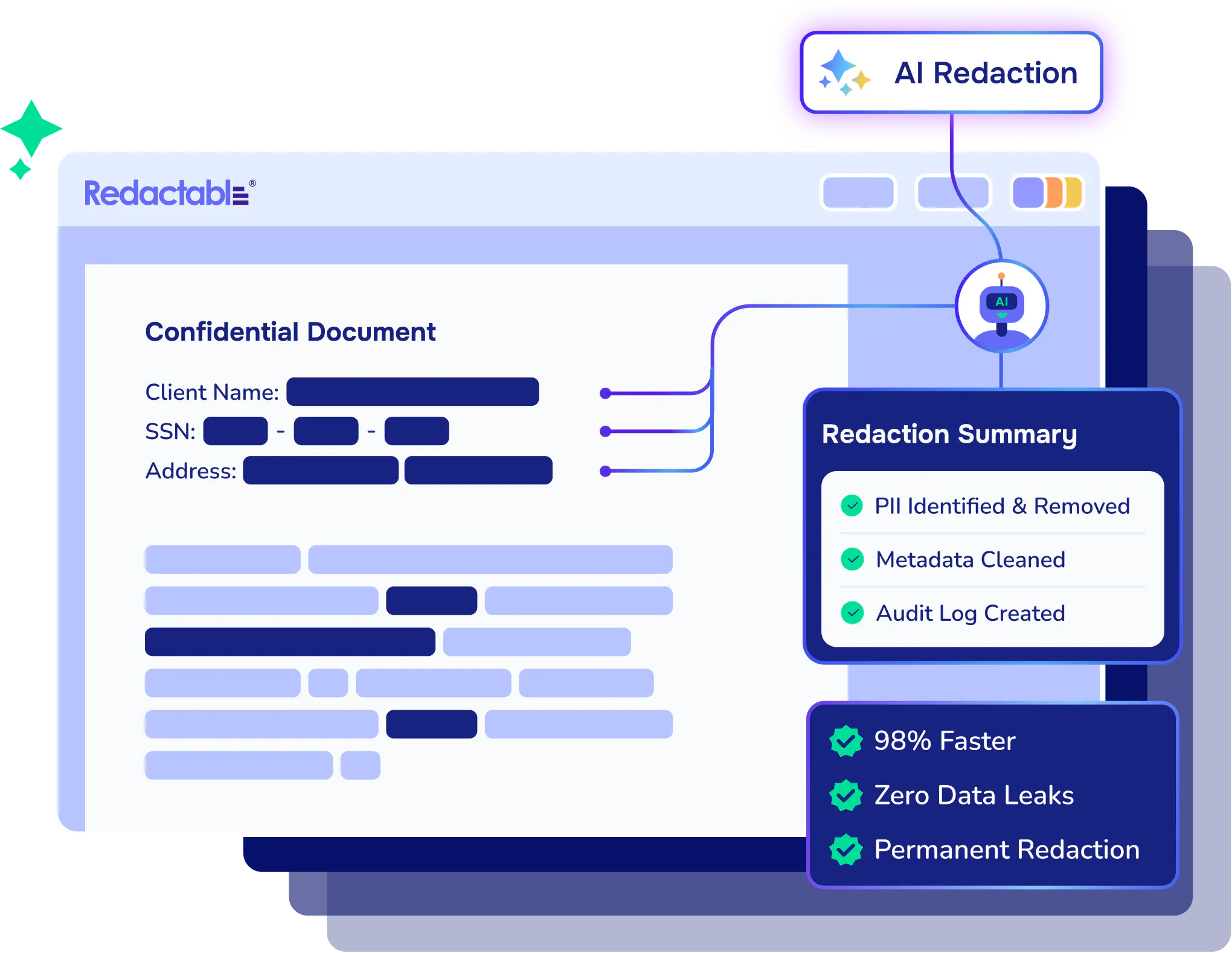Illustration of Redactable app interface