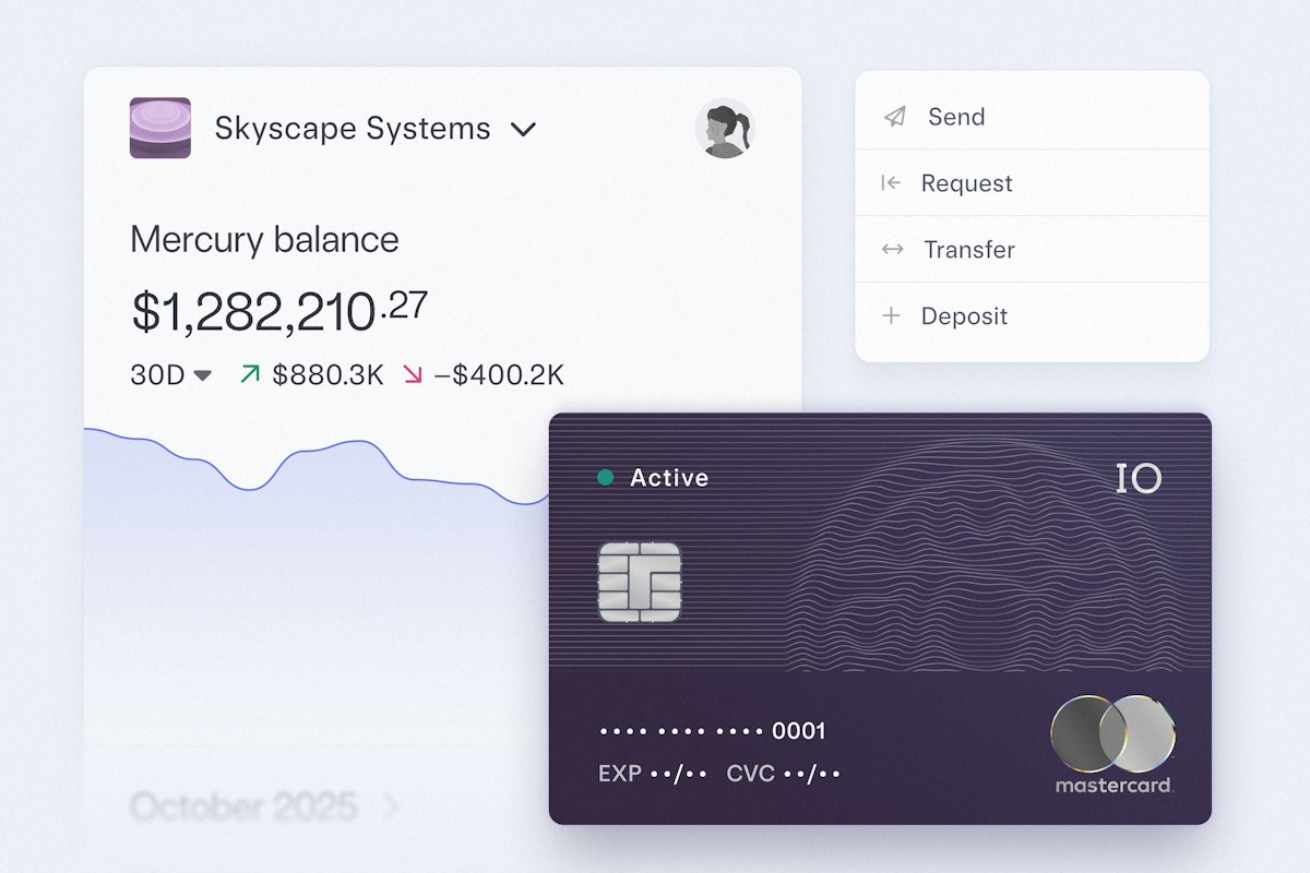 Mercury dashboard and IO credit card