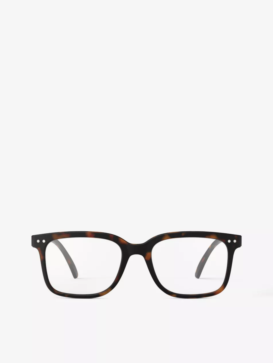 IZIPIZI #L square-framed blue tortoise reading glasses