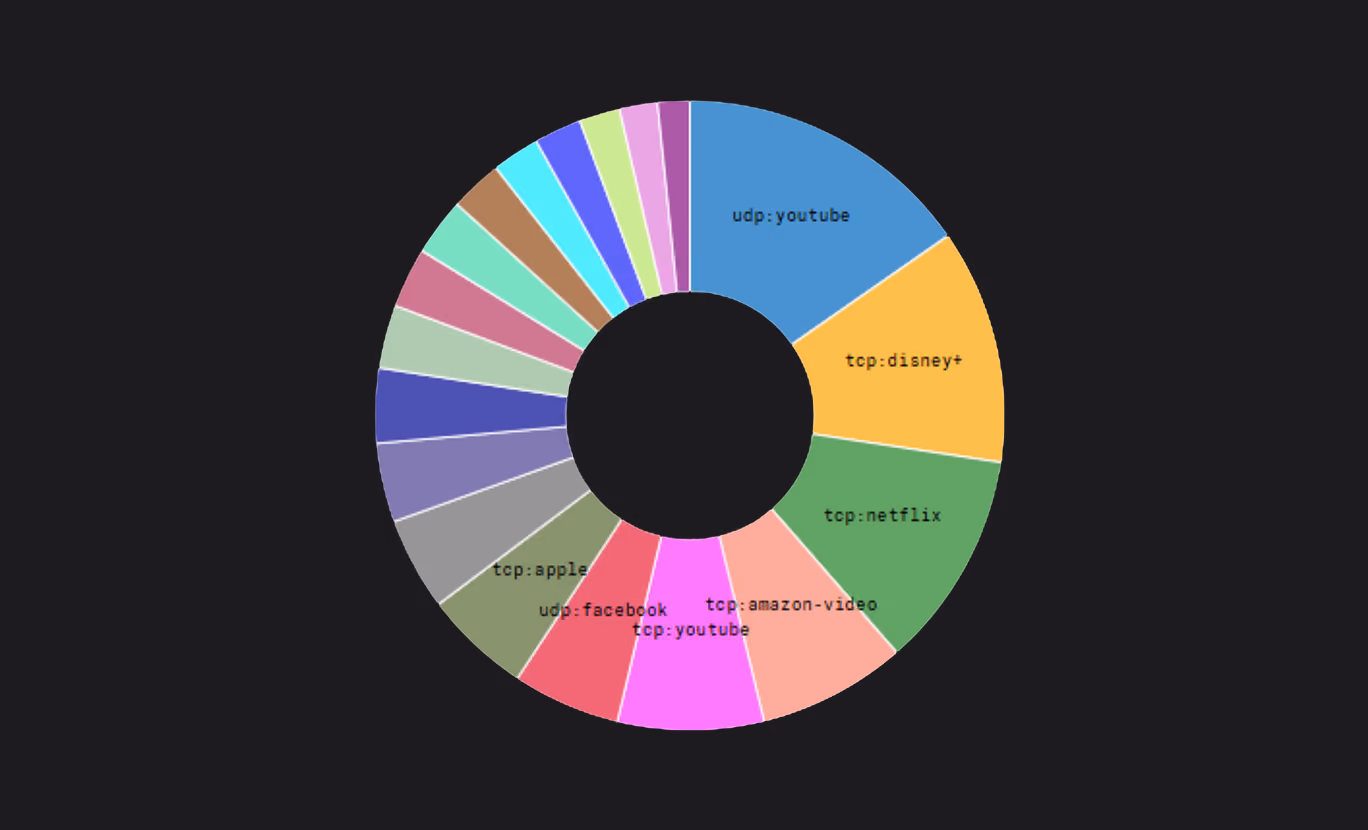 DPI application mix across the InfoWest network, led by streaming video services