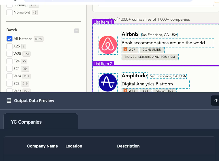 Capturing a list of companies into a structured dataset with Browse AI