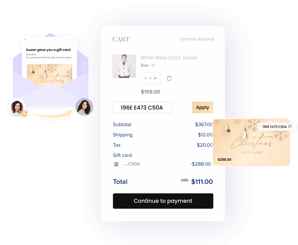 Branded gift cards, built in