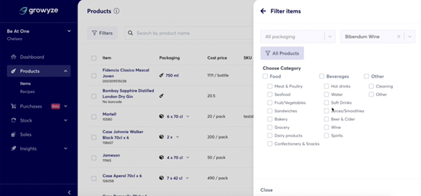 filter for specific product categories