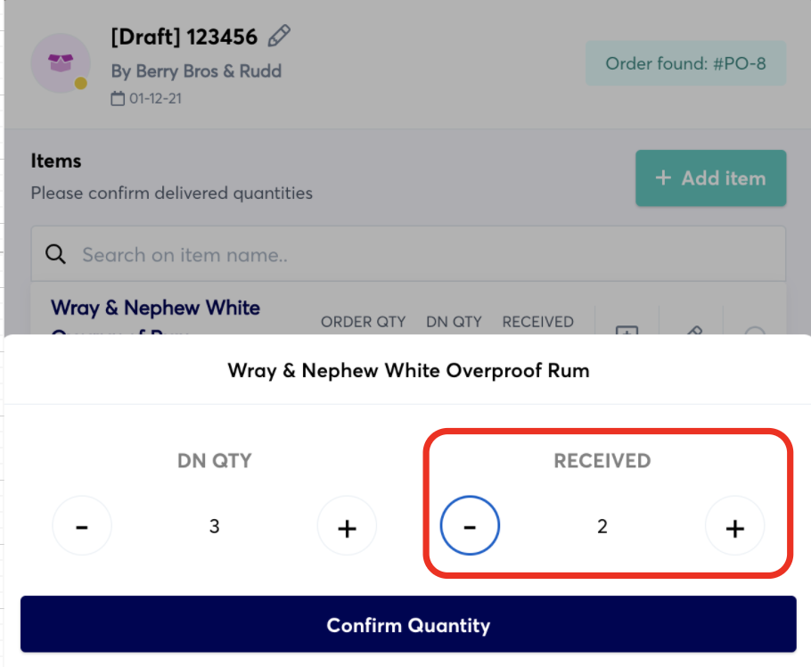 record 'delivered quantity' using growyze software