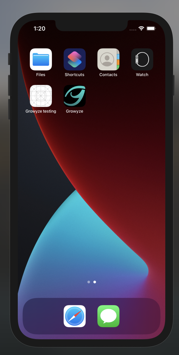 add growyze to iOS device home screen