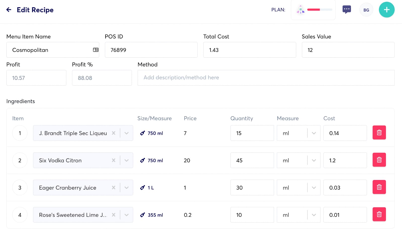 Create recipe management system using growyze