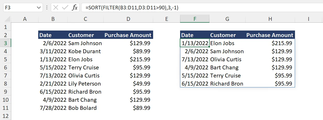 Sort and Filter Function