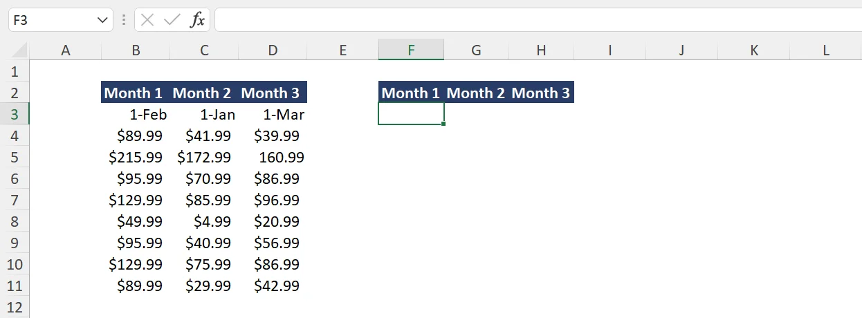 Excel Sort Column Data