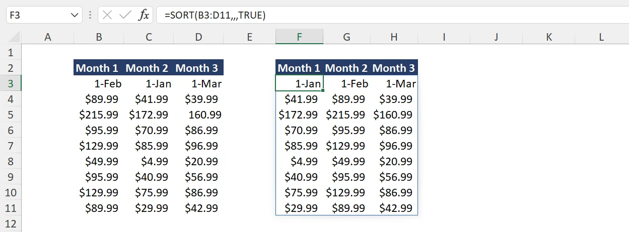 Excel Sort By Column