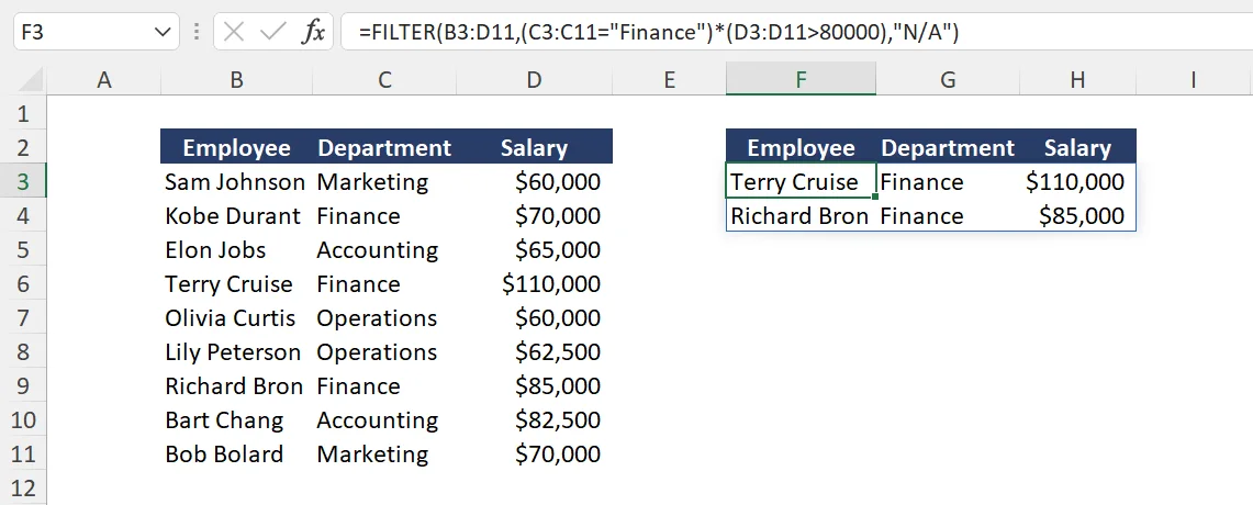 Excel Filter Multiple Criteria AND