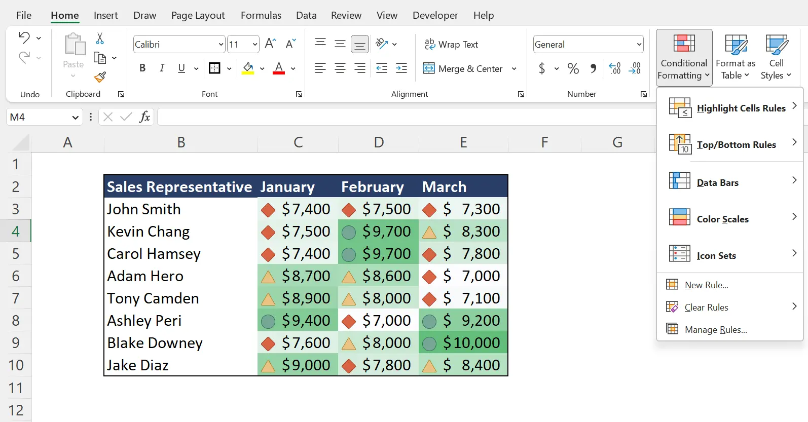 Excel Spreadsheet Conditional Formatting