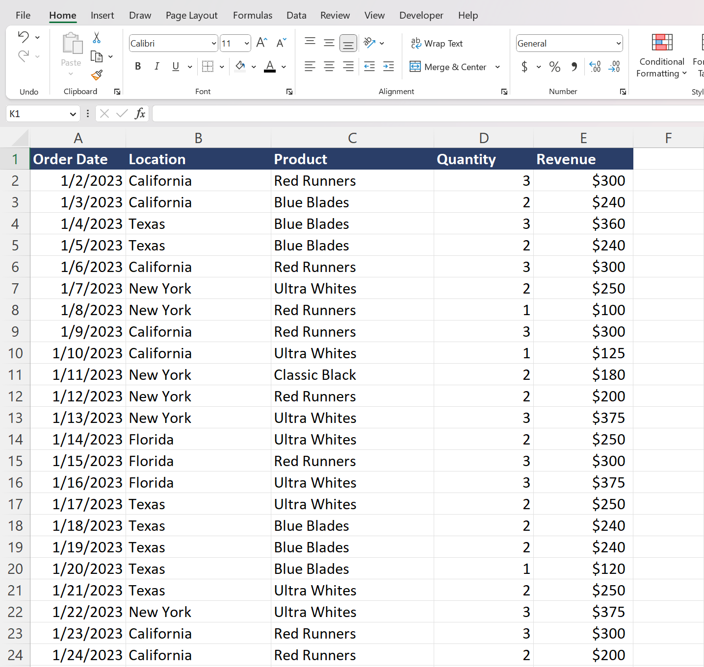 Excel Pivot Table Data