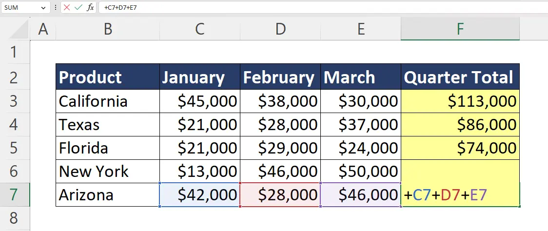 Excel Plus Sign Adding Values