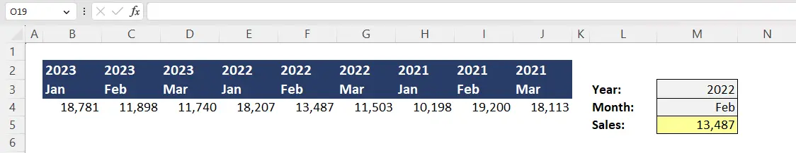 Example INDEX MATCH multiple column criteria