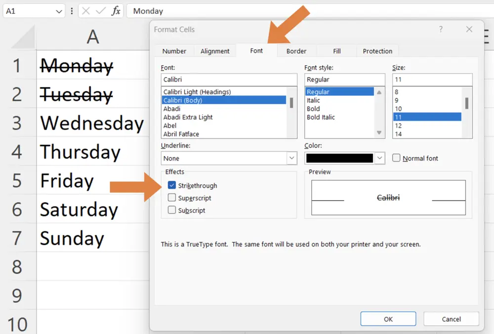 format cells dialogue box on Excel