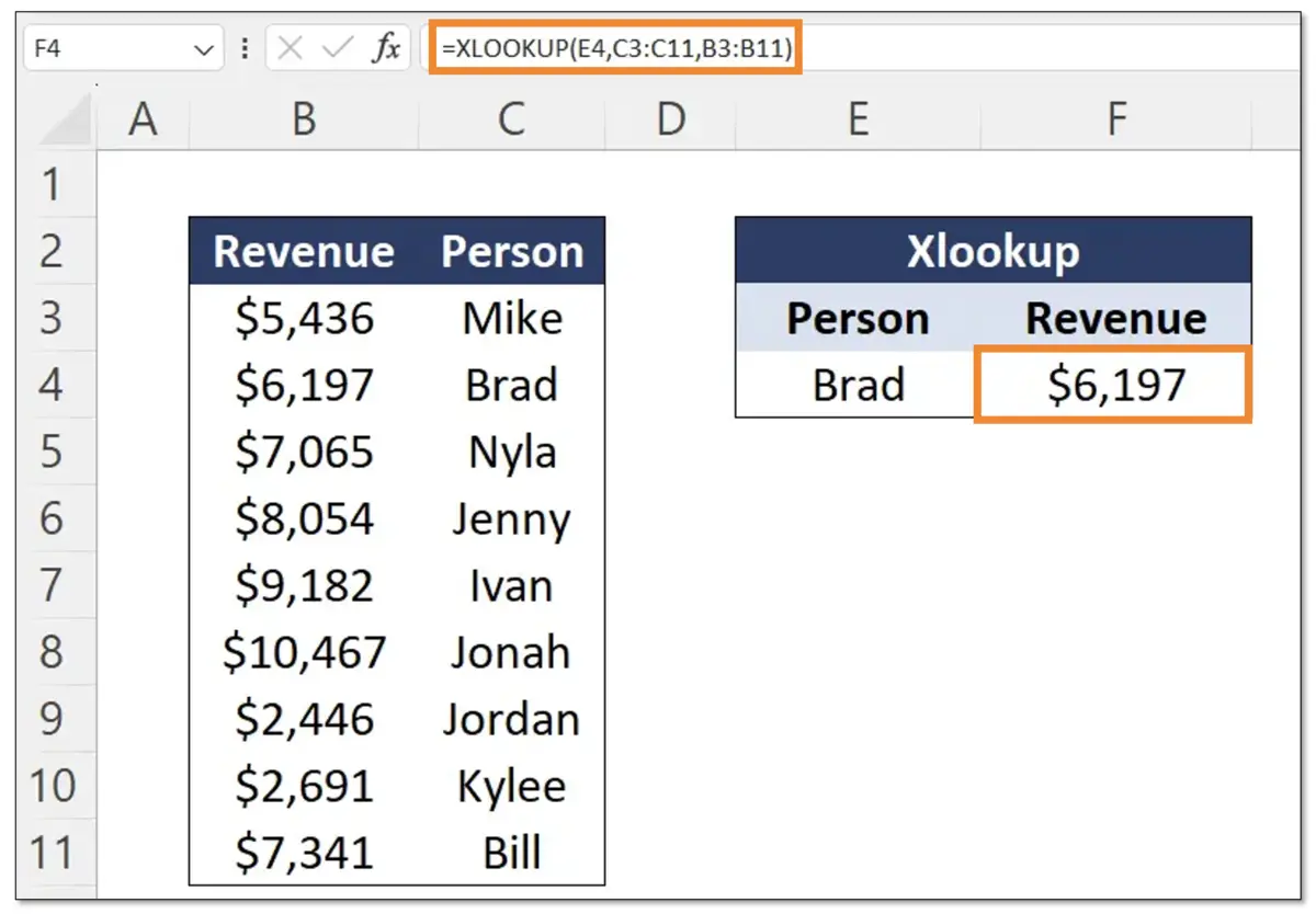 basic xlookup example