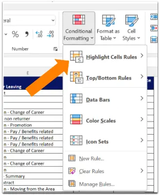 Highlight cell rules