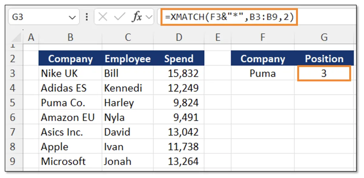 XMATCH Example 3