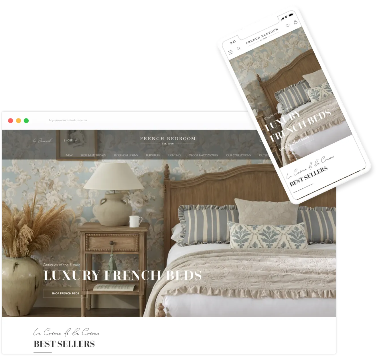 French Bedroom Homepage Mockup