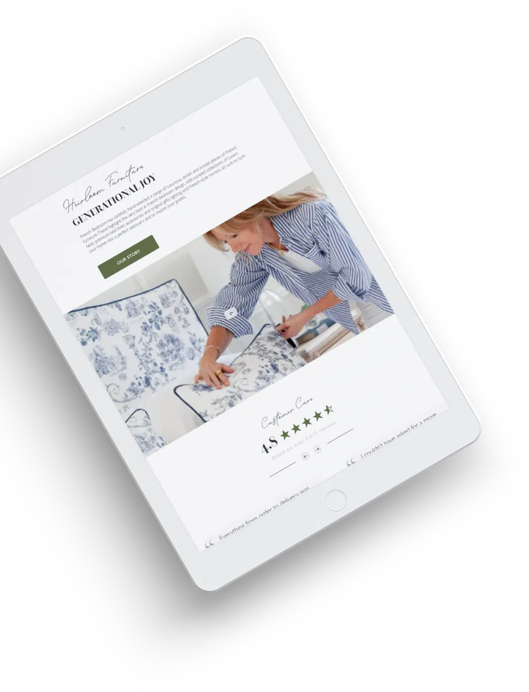 French Bedroom Homepage iPad Mockup