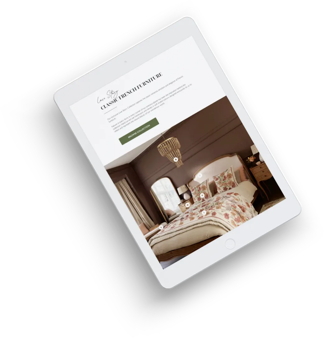 French Bedroom Homepage iPad Mockup 3
