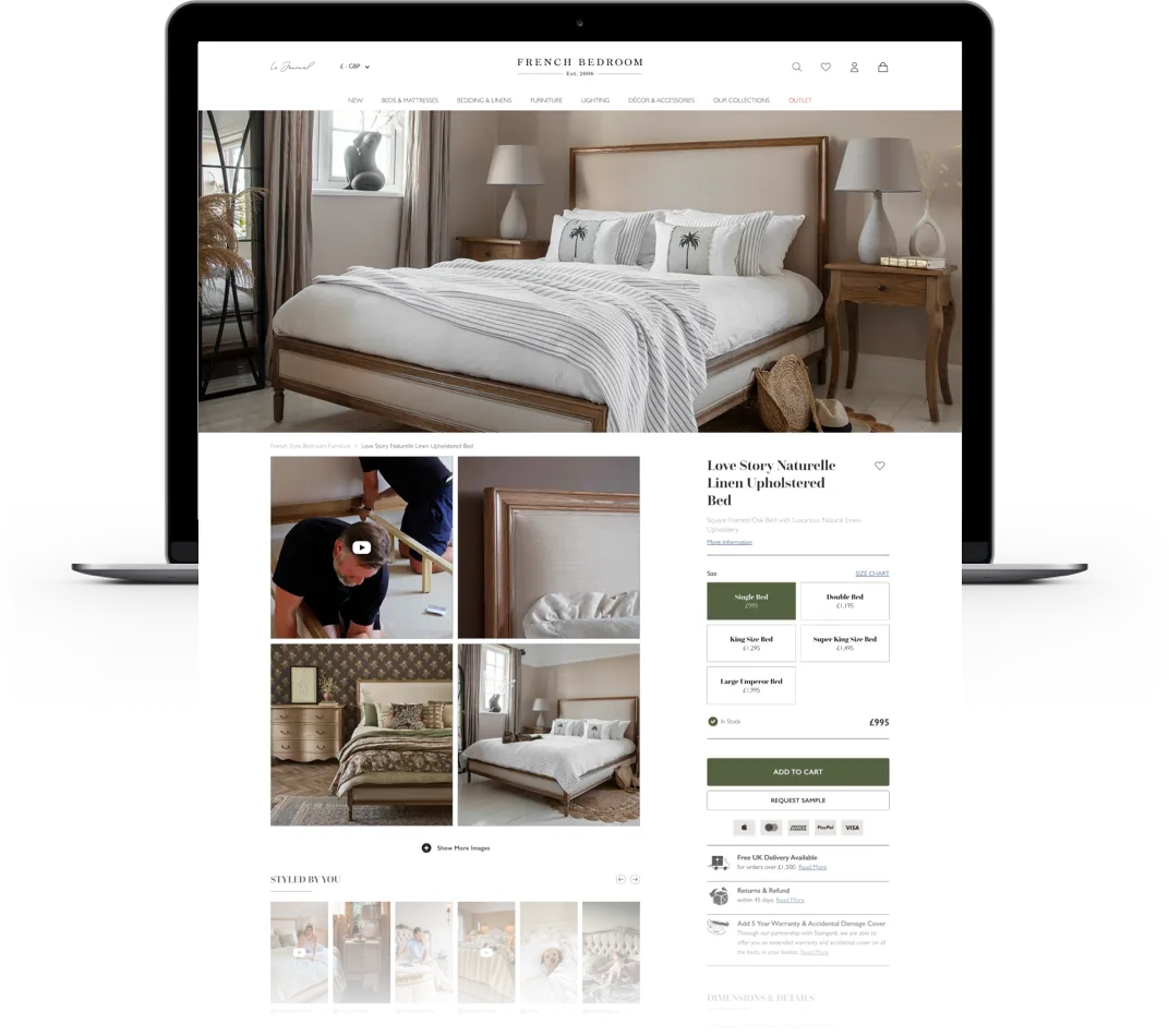 French Bedroom Product Page MacBook Mockup