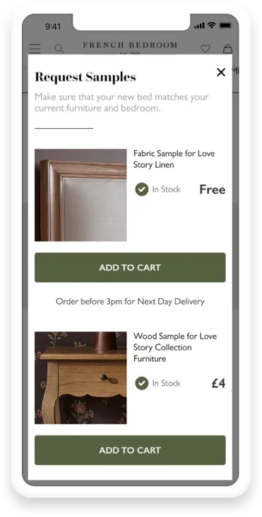 French Bedroom Product Page Sample iPhone Mockup
