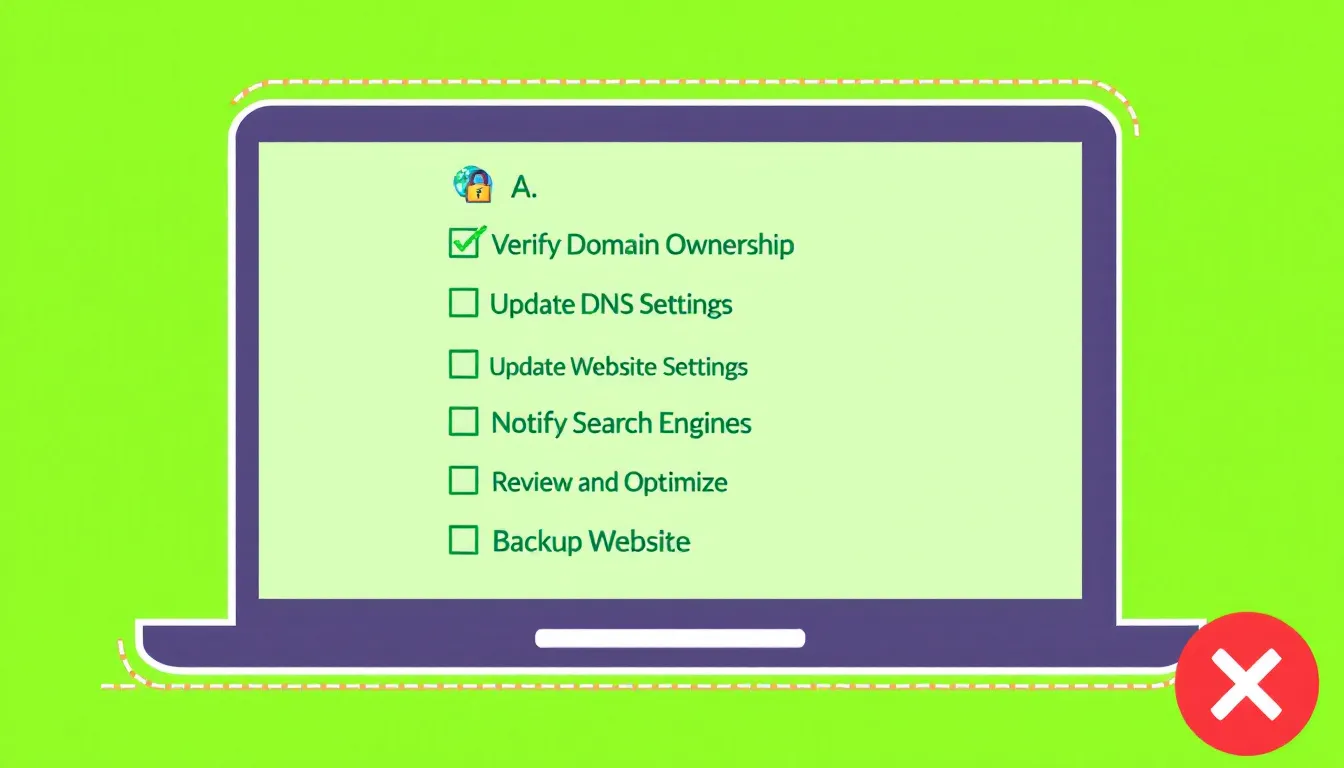 Checklist for post-domain change actions on Wix, highlighting important tasks.