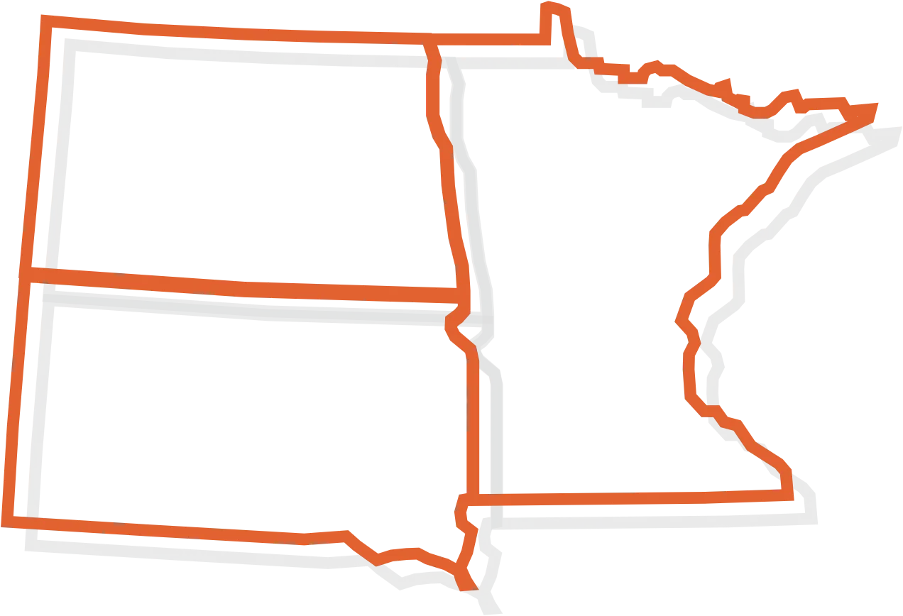 south dakota, north dakota, minnesota state map