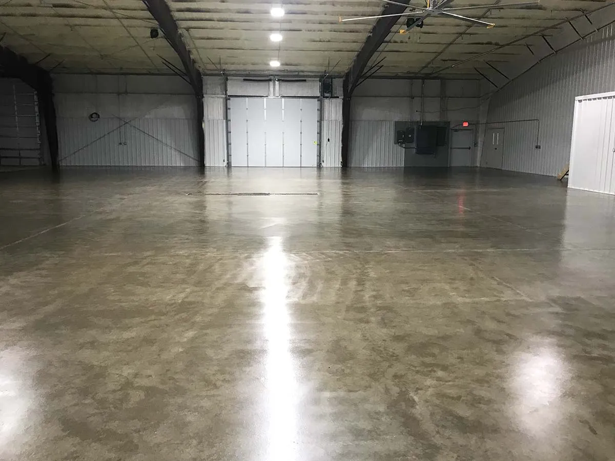 acid stain floor in shop