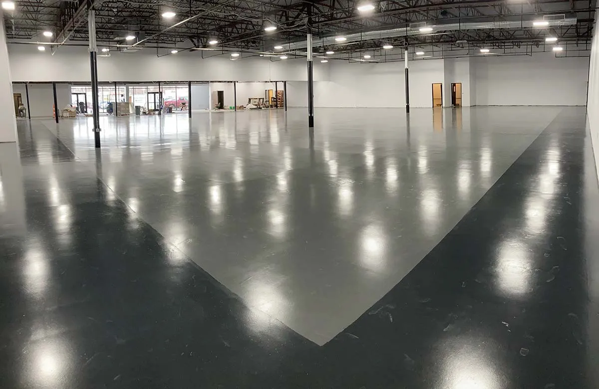 stain floor in dealership