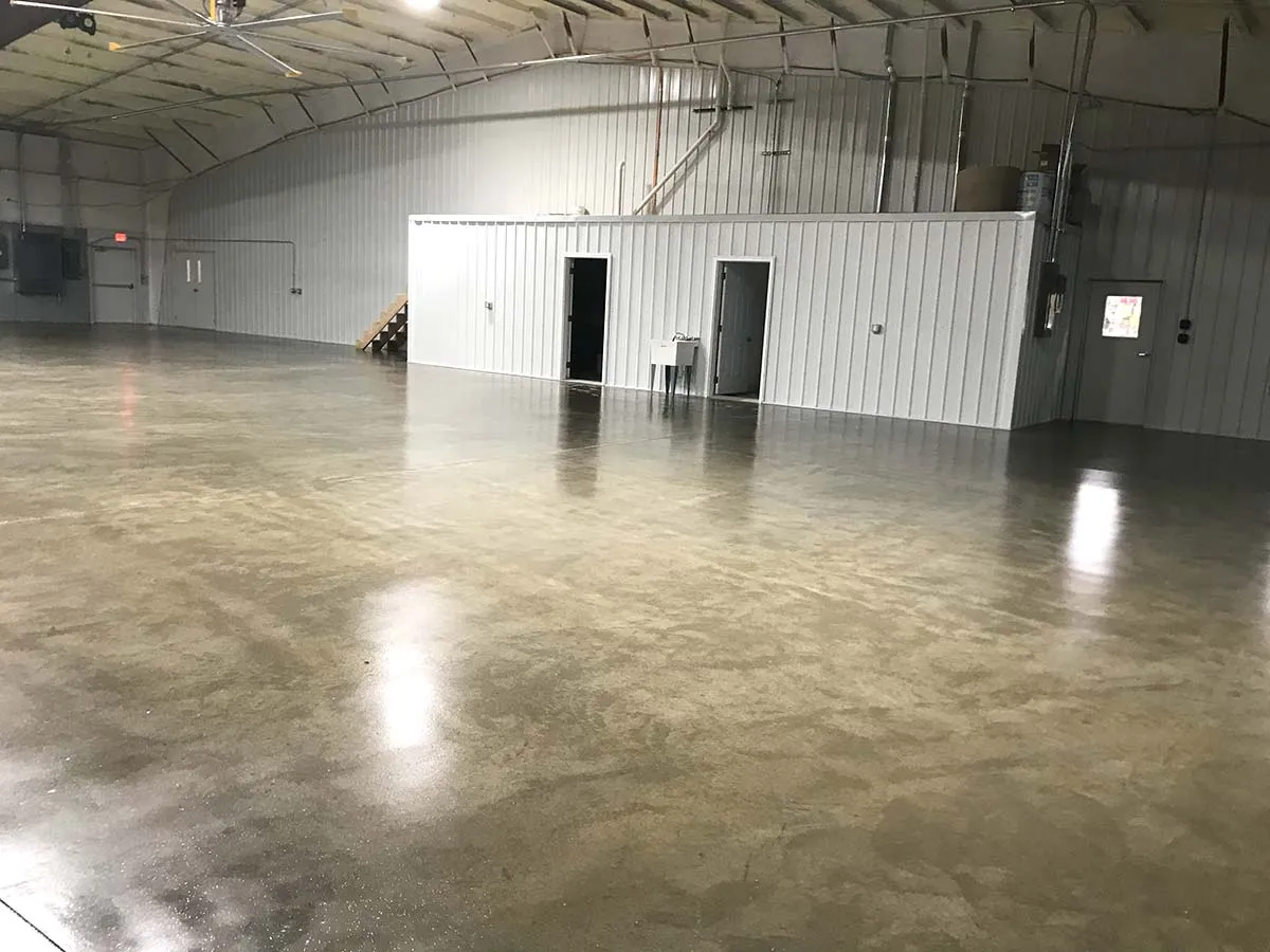 acid stain floor in shop