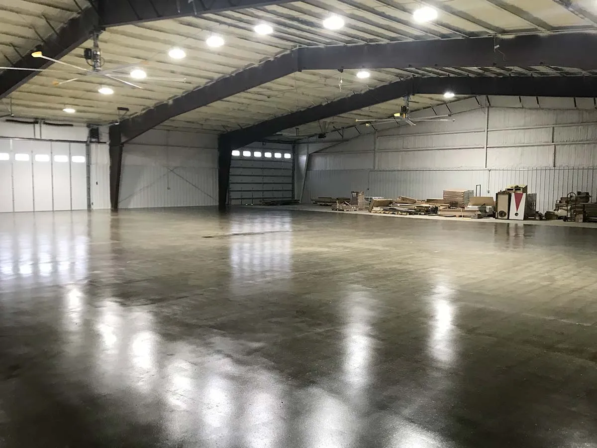 acid stain floor in shop