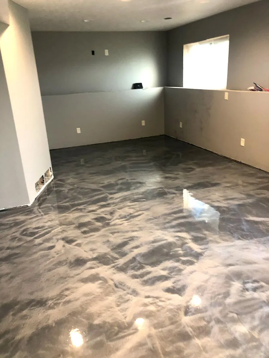 metallic floor in basement