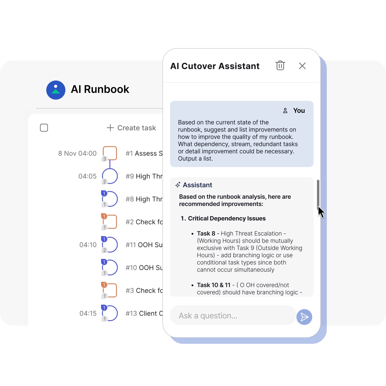 Improvement suggested by Cutover's AI Assistant