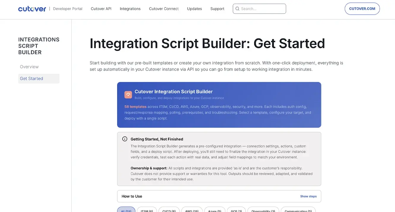 Cutover Integration Script Builder 
