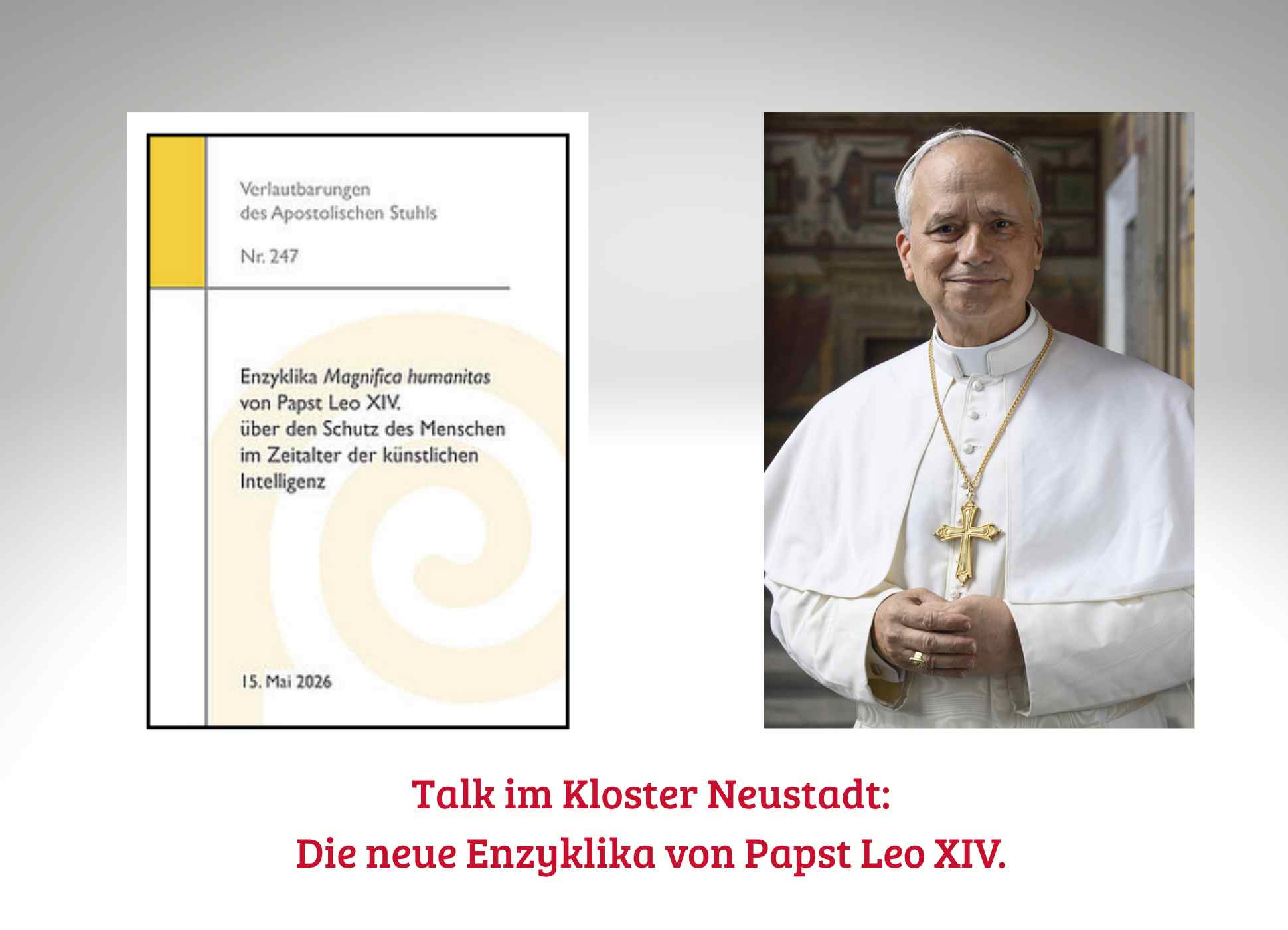 Collage aus Bild der Enzyklika und von Papst Leo XIV