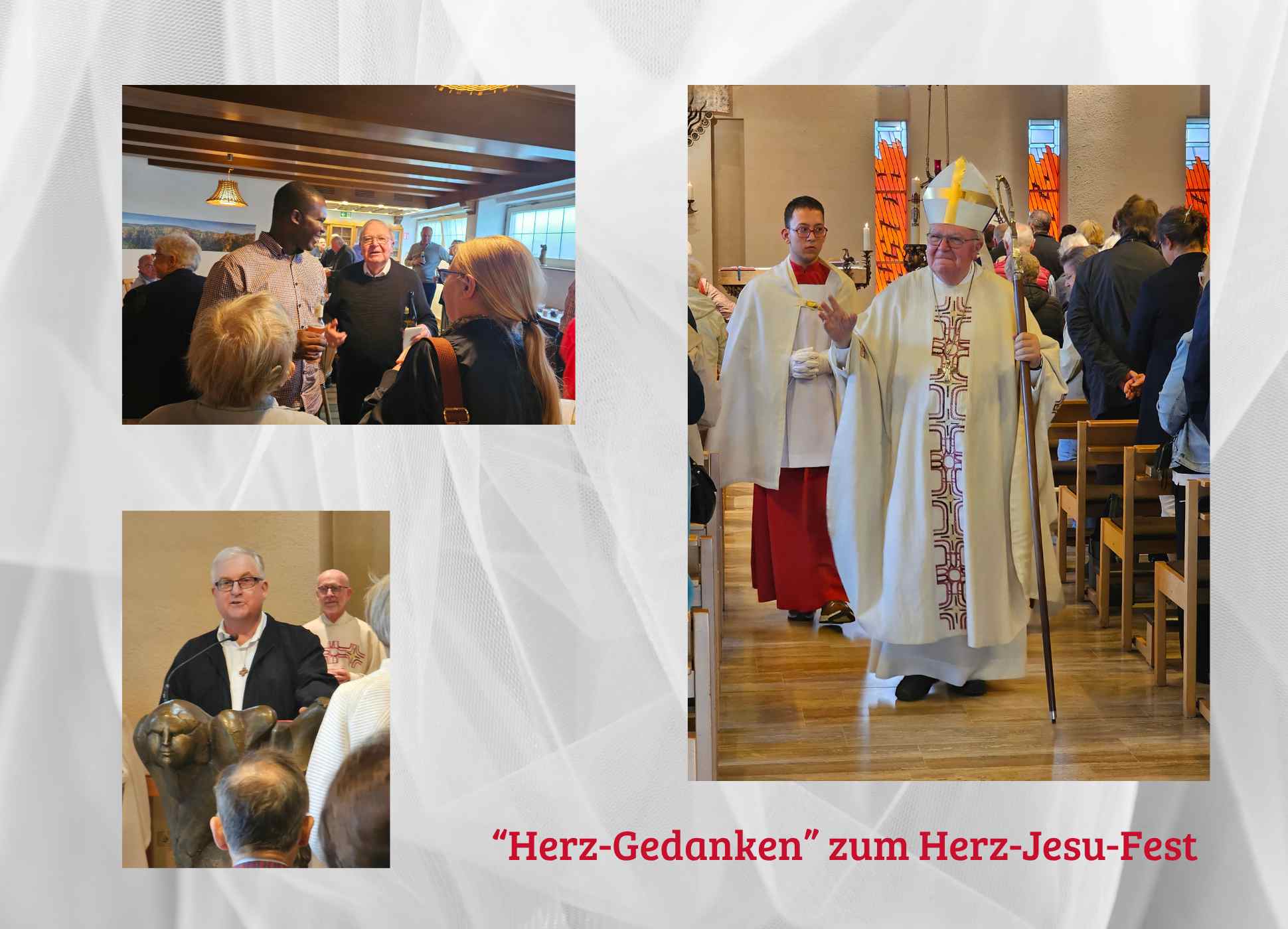 Collage aus Bildern mit Weihbischof Georgens, Pater Hamelijnck und Pater Kisito 