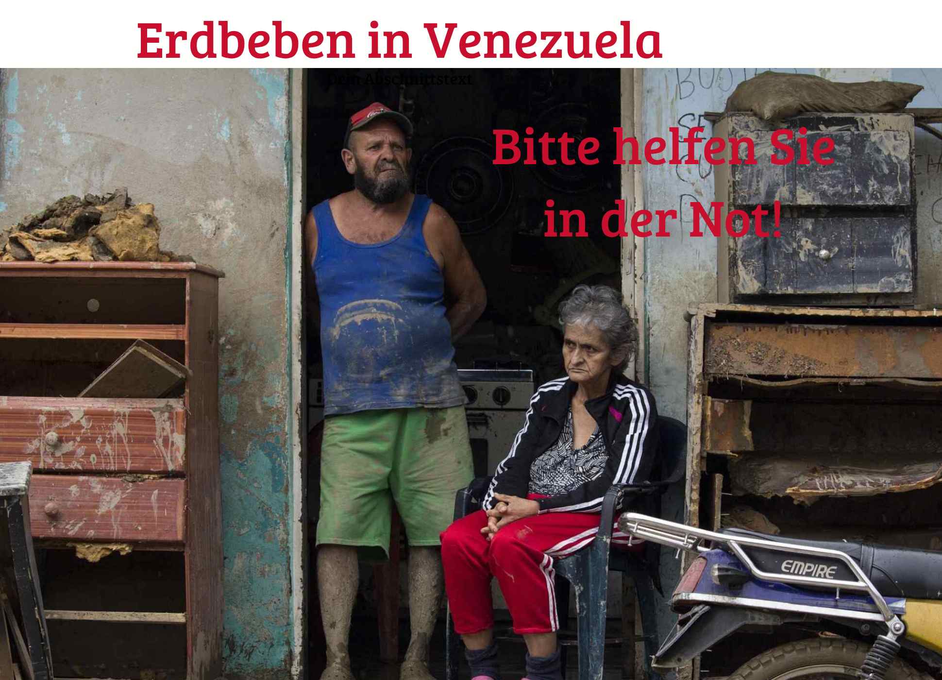 Mann und alte Frau vor einer Hütte in Venezuela